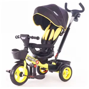 Großbritannien Baby-Drei-Rad-Spielzeug günstig 3 Räder 4 in 1 Geh-Dreirad mit Drückkäfig für Kinder mit großem Rückenrad Kindersitz