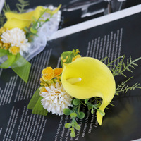 Corsage réaliste en plastique fait main, fleur de Calla pour mariage, boutonnière de marié, fleur de poignet pour mariée et demoiselle d'honneur, vente en gros