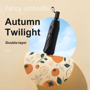 Double Layer Black Glue Coating UPF50 Plus 99 Percent UV Block Fresh Floral Print Patterns Sun Rain Dual Use <b>Umbrella</b> for Women - Product Image 2