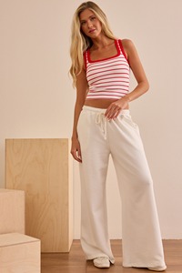 Recycled Nylon Polyester Spandex Striped Square Neck Ribbed Built-In Bra Athletic Support Ribbed Texture Sleeveless Tank <b>Top</b> - Product Image 3