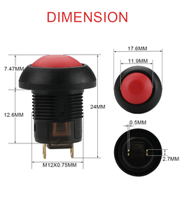 12 mét gắn lỗ moushroom Head <span class=keywords><strong>push</strong></span> <span class=keywords><strong>button</strong></span> chuyển 2pin latching IP67 nhựa không thấm nước mini <span class=keywords><strong>push</strong></span> <span class=keywords><strong>button</strong></span> chuyển mà không cần LED - Product Image 2