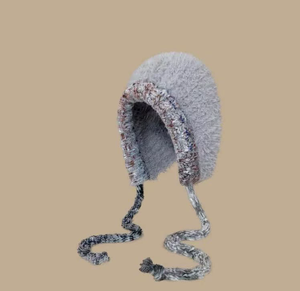 Chapeau d'automne et d'hiver pour femmes, style coréen, chapeau en peluche mignon avec petite corne, bonnet en tricot - Product Image 5