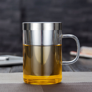 แก้วชาแก้วใสขนาด 400 มล. 500 มล. แก้วกาแฟโบโรซิลิเกตคุณภาพสูง พร้อมที่กรองชาสแตนเลส สำหรับใช้ในบ้าน ร้านอาหาร โรงแรม - Product Image 1
