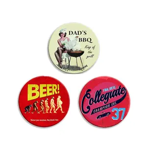 Restaurant Decoration 12 Inches BBQ Zone Wall Hanging Metal Painting Gas Oil Service Round Tin Metal Signs