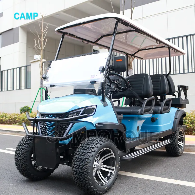Kamp lityum akü sistemi Ce sertifikalı elektrik Golf arabası 6 kişilik 72V kulüp araba Golf arabası