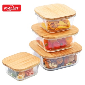 Bán Buôn 5 Miếng Lọ Thủy Tinh Container Thực Phẩm Thiết Lập Cho Kẹo Thực Phẩm Lưu Trữ Với Nắp Tre An Toàn Trong Lò Vi Sóng Bán Trực Tuyến - Product Image 3