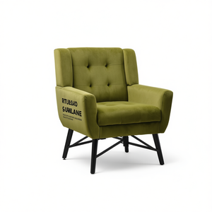 Rtuelmo Modern Velvet <b>Accent</b> <b>Chair</b> Black Legs Tufted Back <b>Living</b> <b>Room</b> <b>Chair</b> Home Furniture - Product Image 1