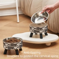 Bols à nourriture chat chien acier inoxydable surélevé accessoires pour animaux bols mangeur en gros produits pour chiens