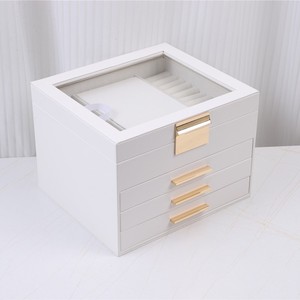Large Capacity PU Jewelry Storage <b>Box</b> with <b>Mirror</b> Drawer Organizer Case for Rings Necklaces Earrings and Premium Gift Collection - Product Image 4