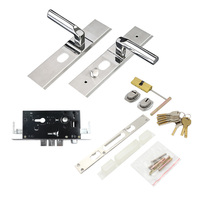 Ensemble de poignées de porte en acier inoxydable de sécurité, avec serrure à levier Euro pour porte intérieure, cylindre de serrure à mortaise 6860, corps de serrure et 5 clés
