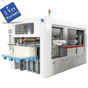 TMQ950 Industriële Automatische Pe Gecoat Snelle Voedsel Papier Doos Lade Stansen En Rillen Machine Met Strippen En Stapelen
