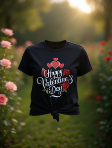 T-Shirt da Donna con Stampa di Rose per San Valentino, Collo Tondo, Manica Corta, Design Floreale Elegante Primavera-Estate, 100% Cotone Jersey - Product Image 2