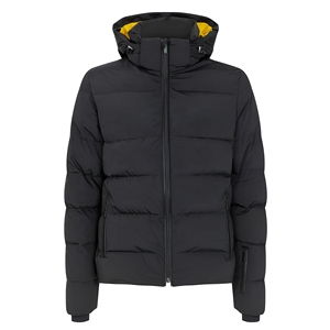Blouson matelassé noir à capuche pour homme, coupe-vent, fermeture éclair, manteau d'hiver décontracté, coque en polyester épais, col montant, coupe régulière 2026 - Product Image 1