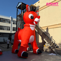 Mascotte gonflable géante personnalisée de cerf rouge de 5 m avec lumière LED pour la promotion d'événements