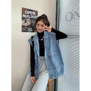 Chaleco Vaquero Sin Mangas Estilo Retro Coreano Otoño Invierno 2025 para Mujer, Chaqueta Corta Ajustada, Color Negro Azul, Nueva Moda Hiromi - Product Image 5