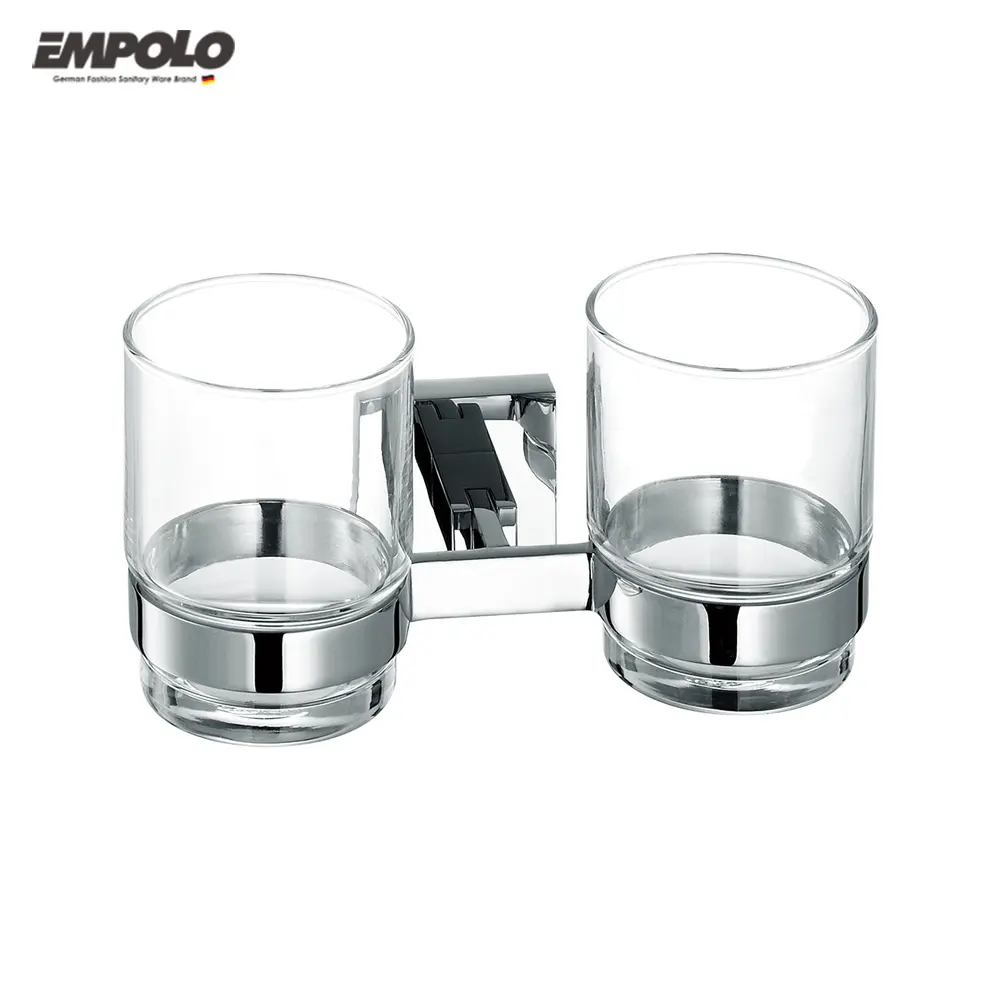 Chrome Polish Cup Holder Bathroom Brass Double Tumbler Holder