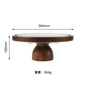 Acacia Wood Cake Stand com Lid - 12in Round Cake <span class=keywords><strong>Holder</strong></span>, 2-em-1 Sobremesa Display Set Grande Acrílico Cake Dome Cover - Product Image 4