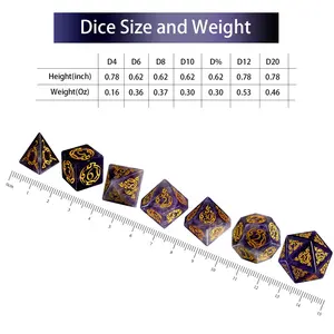 Dice Custom DND ลูกเต๋าสีม่วงอัญมณี RPG D4 D6 D8 D10 D % D12 D20 หินธรรมชาติลูกเต๋าสําหรับDungeonsและมังกรเกมกระดาน