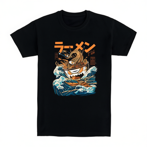 T-shirt nera Great Ramen da uomo, t-shirt casual con grafica, design a tema cibo, vestibilità unisex - Product Image 2