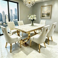 Table de banquet de mariage, de réception ou d'hôtel, design moderne et élégant, pieds en acier inoxydable doré, plateau en marbre, fabriquée par Xuanzhen Factory