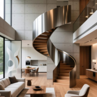 Système d'escalier circulaire innovant pour la rénovation résidentielle multi-niveaux