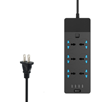 Bande d'alimentation d'extension de 6 pieds 6 prises 4 Ports USB bureau à domicile prise britannique plate 2M cordon de prise pour téléphone tablette charge 13A nominale
