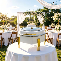 Ensemble de réchauds de buffet hydrauliques en acier inoxydable blanc et or 6L pour équipement de restauration et traiteur
