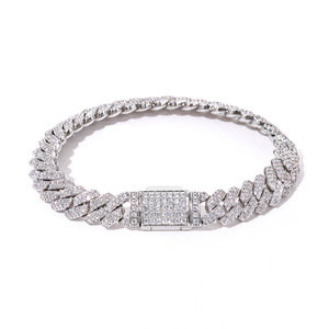 Pulseras Cubanas de Moissanita de Dos Hileras Hechas a Mano con Baño de Oro Grueso en Plata S925, Joyería Hip Hop Personalizada, Venta al por Mayor B2B - Product Image 1
