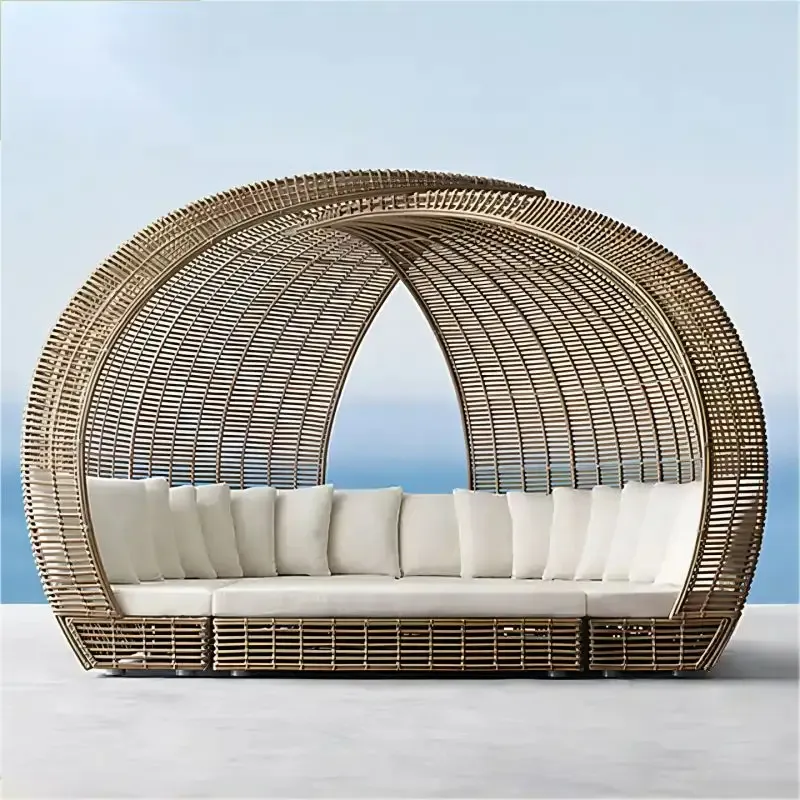 All Weather PE Plastic Rattan Daybed Outdoor Garden Patio Wicker Sunbed Lounger