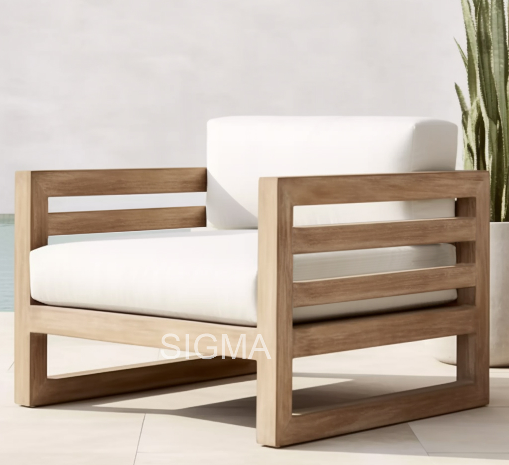 Luxury Teak Wood Lounge Chair Patio Outdoor Furniture Garden Sofa Set Teak Outdoor Sofa