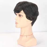 Perruques sans lacet pour hommes, style européen et américain, en cheveux synthétiques courts et volumineux, résistantes à la chaleur, fabriquées à la machine, pour le marché transfrontalier