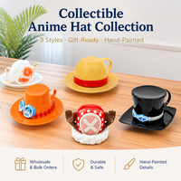 Ensemble tasse et soucoupe en céramique Anime, motif chapeau de paille, 200 ml, tasse peinte à la main, pour cadeau de remise de diplôme, ensemble pour couple