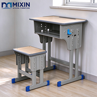 Table et chaise d'école individuelles durables pour enfants, bureau et chaise pour élèves, mobilier scolaire en bois