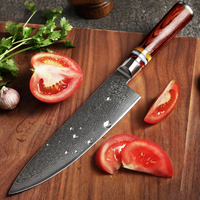 Professionnel 8 "pouces 67 couches Style japonais 10cr15mov acier damas couteau de chef de cuisine Ultra tranchant avec manche en bois de Pakkawood