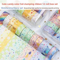 Ensemble de rubans washi personnalisés, mignons, couleur bonbon, avec estampage à chaud, pour journal créatif et décoration DIY, pour le marché international