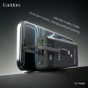 เอียร์ลโดม พาวเวอร์แบงค์ 20000mAh 45W พร้อมสายเคเบิล ชนิด Type C รองรับการเชื่อมต่อทั้งแบบ Input และ Output แบตเตอรี่ลิเธียมโพลิเมอร์แบบพกพา รุ่น ET-PD80 - Product Image 2