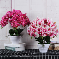 Fleurs d'Orchidées Artificielles en Latex de Bonne Qualité, Toucher Réel, Grandes Orchidées en Pot pour Décoration Intérieure