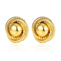 Anting Gantung Geometris Motif Bunga Bahan Stainless Steel Lapis Emas 18K Tahan Air Mewah Ringan Fashion Wanita