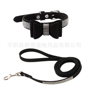 Peiqi Rhinestone Pet Collar Solid Color Luxury Bowknot <b>Dog</b> Cat Accessory Small Medium Size All Seasons - Product Image 4