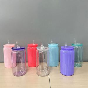 Bonbons Colorés 16Oz En Plastique Peut Gobelet Blanc Macaron Métal Bière Peut Gobelet Avec Couvercles - Product Image 5