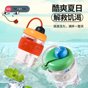 Portable Glass Water Cup With Straw Large Capacity Double Drinking Travel Use - Product Image 1