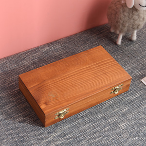Boîte en bois rectangulaire à couvercle rabattable 29x18x3,8 cm pour le rangement de bijoux, boîte cadeau décorative - Product Image 1