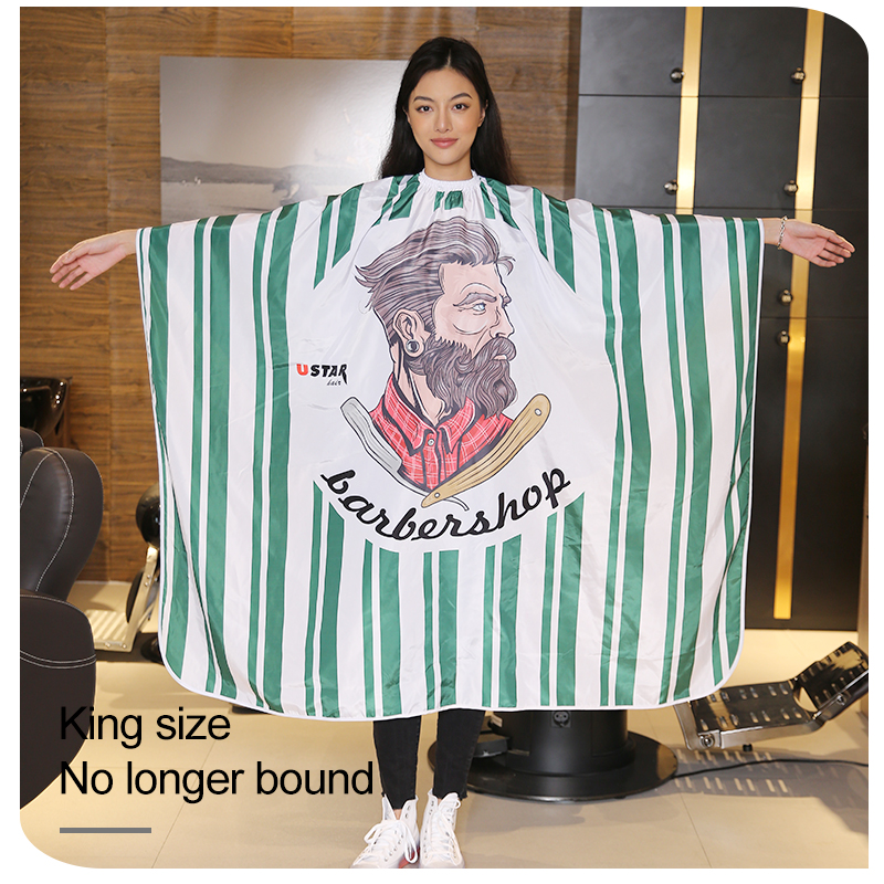 Накидка для стрижки волос в полоску с цифровой печатью, нейлоновые зеленые парикмахерские накидки, дизайн логотипа, Парикмахерская