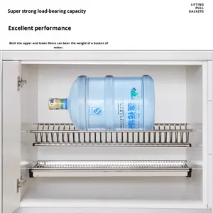 رف أطباق معلق من الفولاذ المقاوم للصدأ 304 مع رف تخزين مزدوج الطبقات للتوابل بتصميم بسيط وعصري من قوانغتشو - Product Image 3