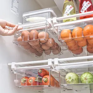 フードドリンクエッグフルーツ収納ボックスプルアウト冷蔵庫引き出しオーガナイザー、クリアコンテナ冷蔵庫オーガナイザービン