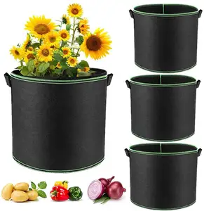 Sac de culture en tissu Non tissé robuste et robuste pour sac de culture de plantes de jardin noir fraise non tissé de 3 gallons