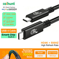 Câble de charge rapide USB4 C vers C Saihunt en gros, 240W PD, transfert de données 80 Gbps, compatible Thunderbolt 5, 0,3 m, 0,5 m, 0,8 m