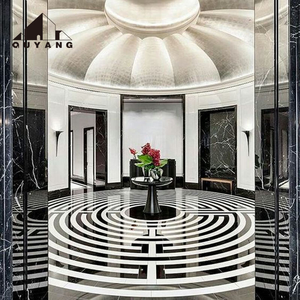 QUYANG casa moderna Hotel Hall pietra di lusso Nero Marquino pavimento in marmo a getto d'acqua medaglioni decorazioni per la casa - Product Image 5