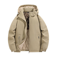 Veste d'hiver matelassée en toile coupe-vent pour homme, rembourrée de coton épais, à capuche, zippée, couleur unie, coupe ample, grande taille