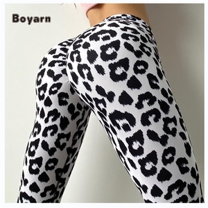 Boyarn Leggings de sport pour femmes imprimé léopard Fitness pantalon séchage rapide respirant taille haute hanche levage Jogging Leggings - Product Image 3